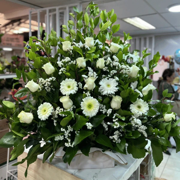 Arreglo floral gigante mix blanco