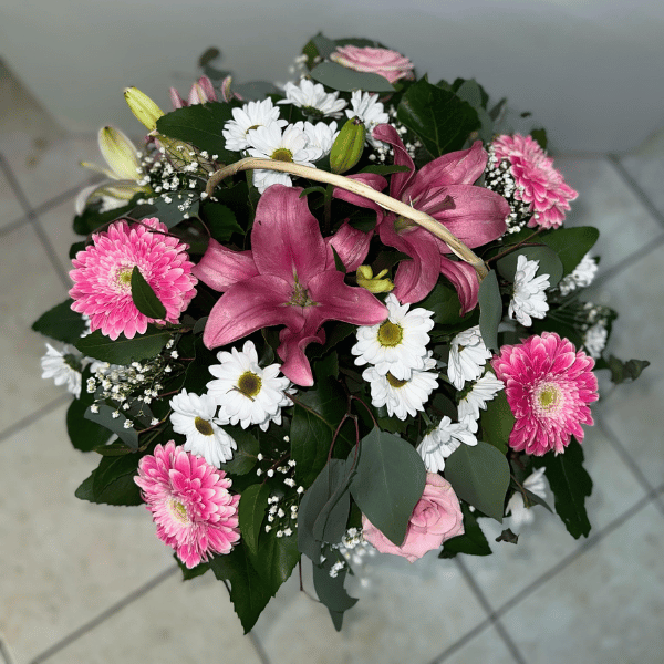 Canasto de mimbre mix rosado