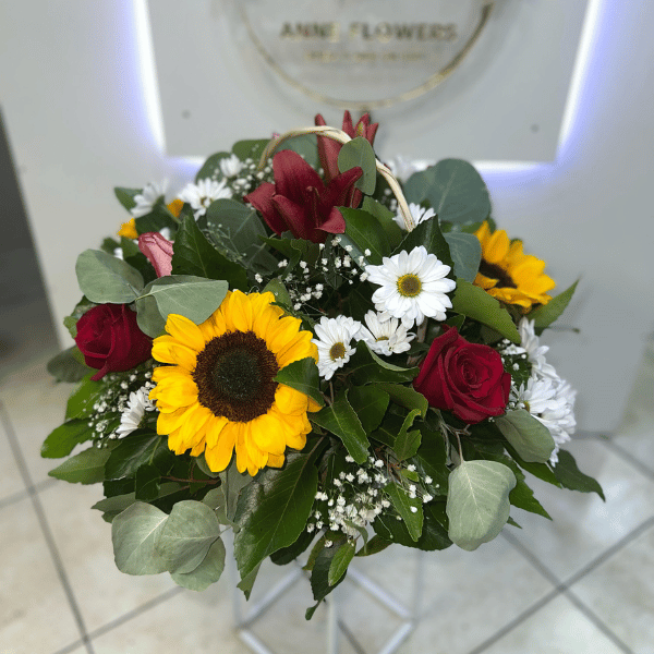 Canasto mimbre mix de flores