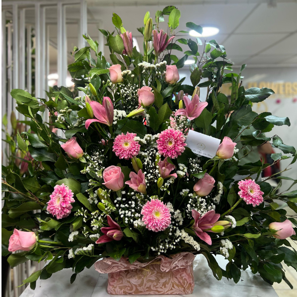 Arreglo gigante mix flores rosadas