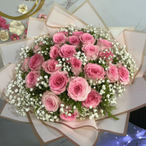 Ramo de 25 rosas rosadas