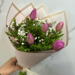 5 tulipanes rosados