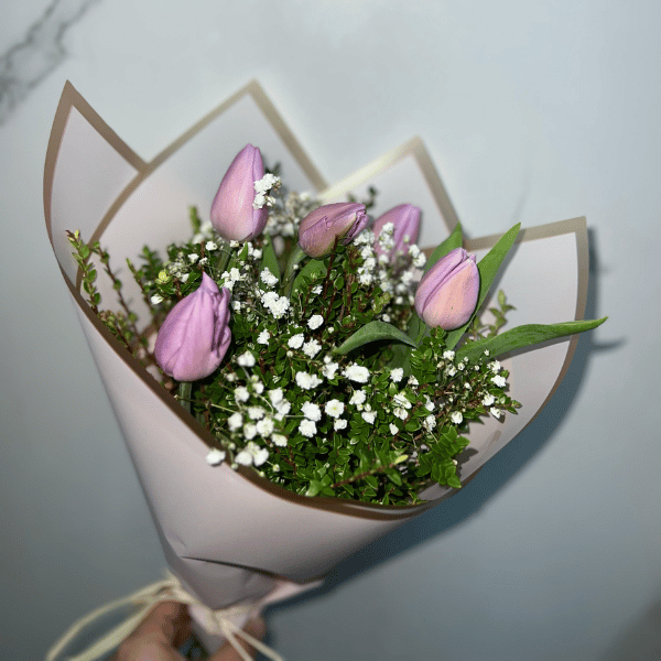 5 tulipanes morados