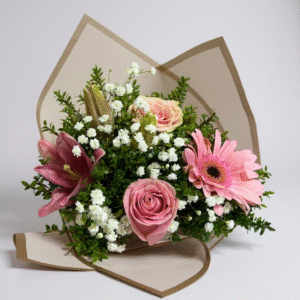 Ramo de 4 flores mix rosadas