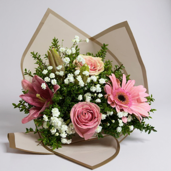 Ramo de 4 flores mix rosadas