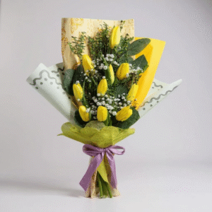 Ramo de 10 tulipanes amarillo escalonado