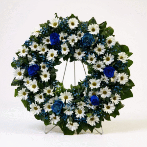 Corona rosas azules