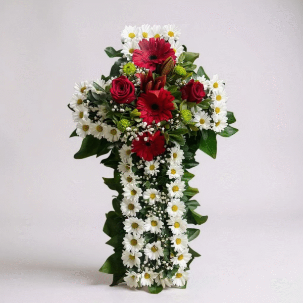 Cruz fúnebre roja