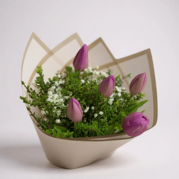 Ramo de 5 tulipanes rosados