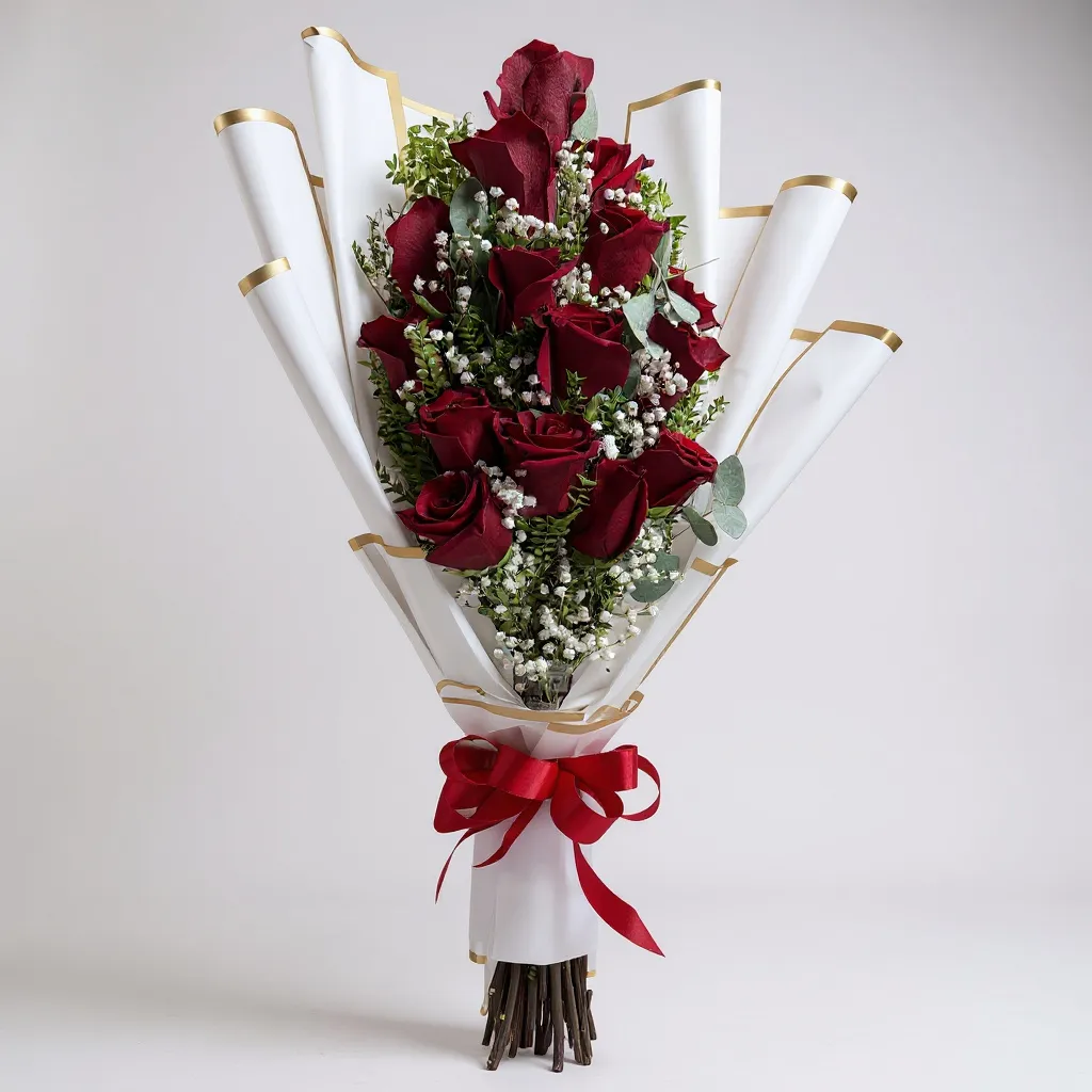 15 rosas rojas escalonadas