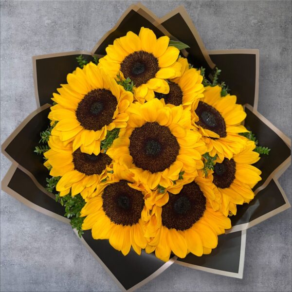 9 girasoles en ramo