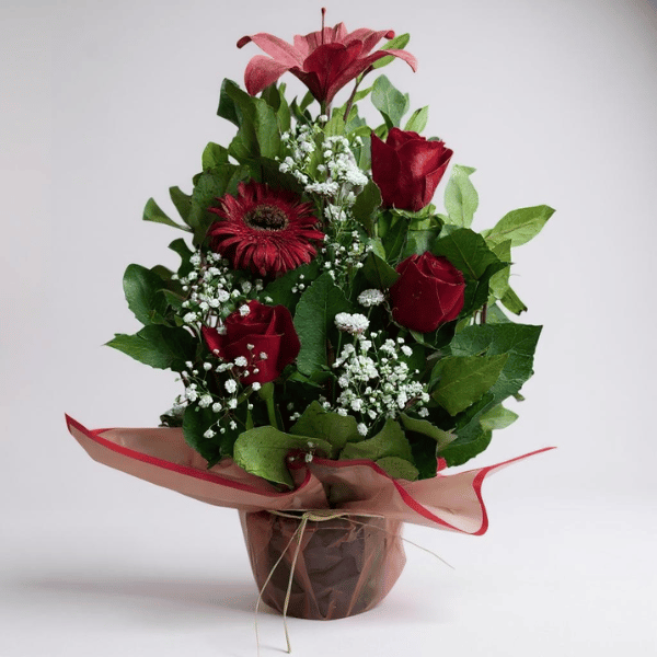 Arreglo floral pequeño rojo