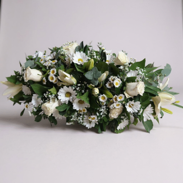 Cojín fúnebre mix de flores blancas