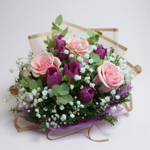 Ramo de 5 tulipanes y 3 rosas