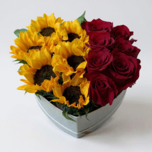 Box de rosas y girasoles