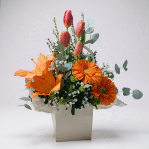 Cartera mix naranja de tulipanes gerberas y lilium