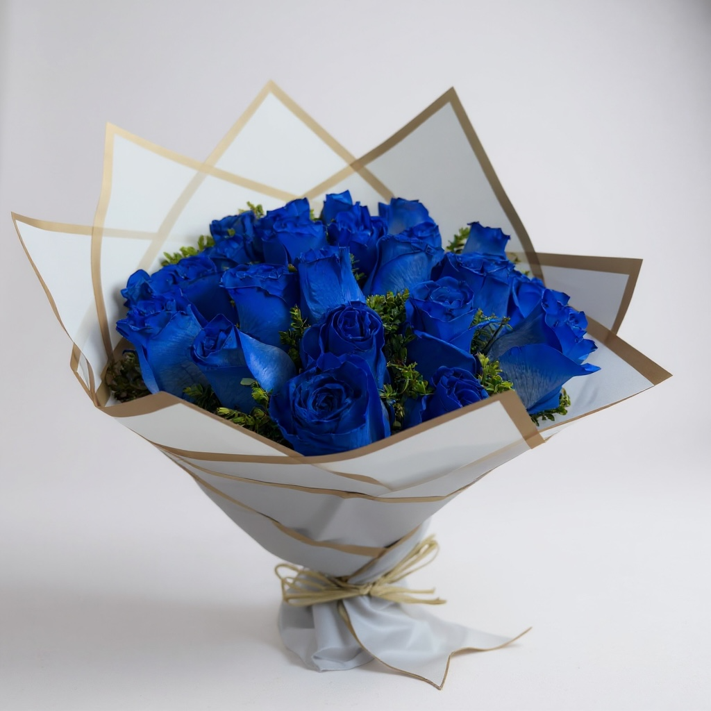 Ramo de 25 rosas azules