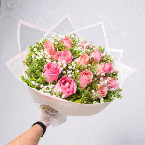 Ramo de 12 rosas rosadas