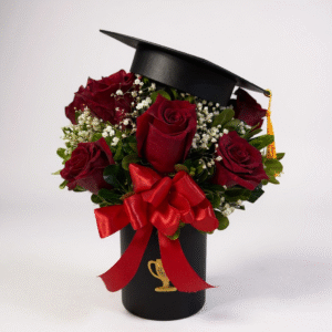 Box de graduación/titulación rosas rojas