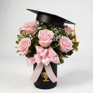Box de graduación/titulación rosas rosadas