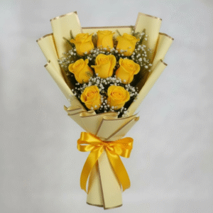 Ramo de 8 rosas amarillas escalonadas