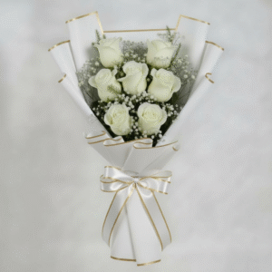 Ramo de 8 rosas blancas escalonadas