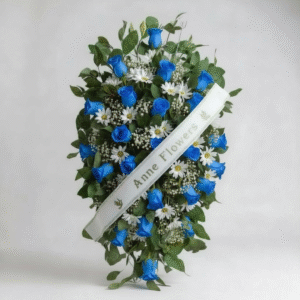 Corona 25 rosas azules con cinta personalizada