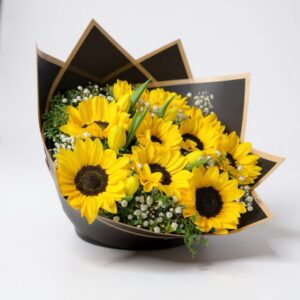 Tulipanes y girasoles