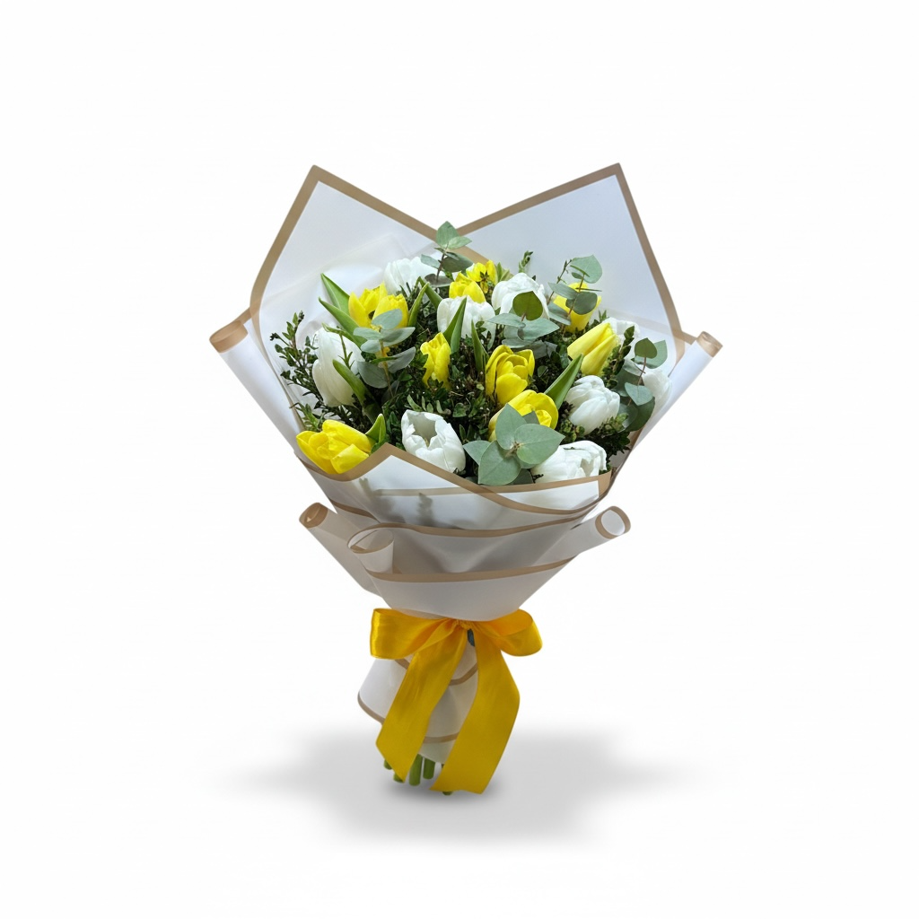 Tulipanes amarillos y blancos