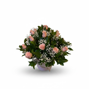 Pecera rosada 15 rosas