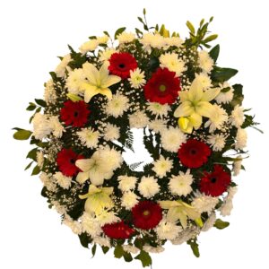 Corona grande blanca con rojo