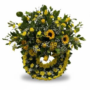 Corona grande con moño en tonos amarillos