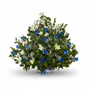 Arreglo gigante azul con lilium blancos