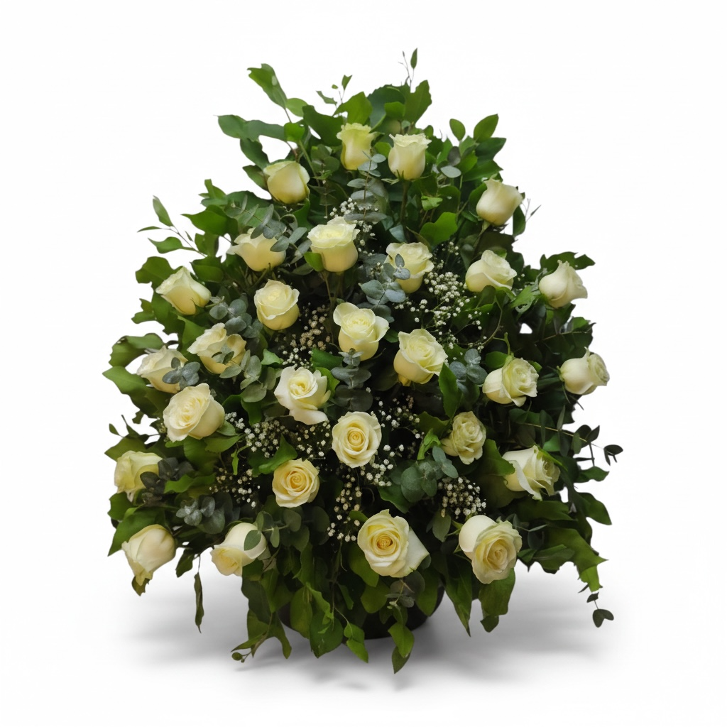 Arrimo frontal 25 rosas blancas