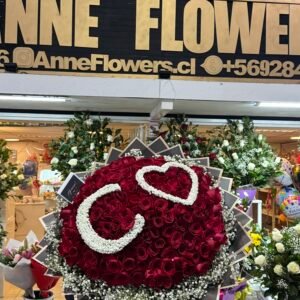 200 rosas rojas 🌹 con inicial y corazón