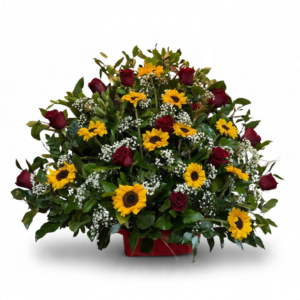 Arreglo gigante de rosas y girasoles