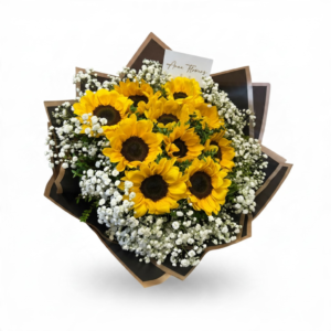 Ramo 10 girasoles extra gypsophilia