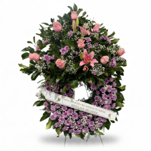 Corona doble mix rosada con cinta incluida 110cm