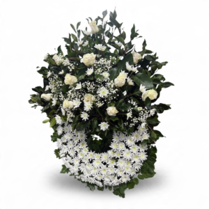 Corona doble de rosas blancas 110cm