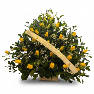 Arreglo floral grande 25 flores amarillas (incluye cinta)