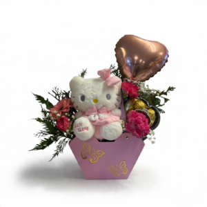 Cartera peluche + chocolate + globo + flores